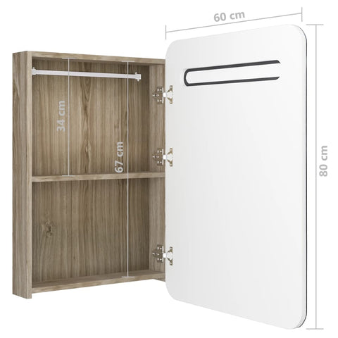 vidaXL LED Bathroom Mirror Cabinet White and Oak 60x11x80 cm