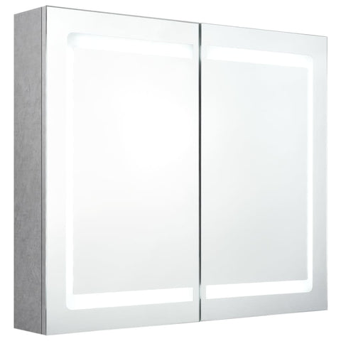vidaXL LED Bathroom Mirror Cabinet Concrete Grey 80x12x68 cm