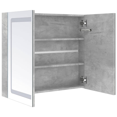 vidaXL LED Bathroom Mirror Cabinet Concrete Grey 80x12x68 cm