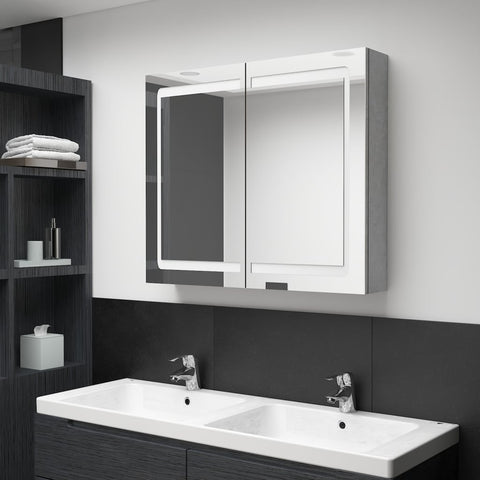 vidaXL LED Bathroom Mirror Cabinet Concrete Grey 80x12x68 cm