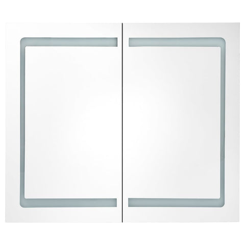vidaXL LED Bathroom Mirror Cabinet Shining Grey 80x12x68 cm