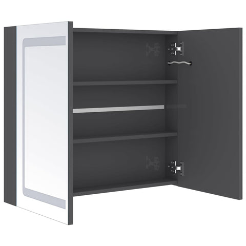 vidaXL LED Bathroom Mirror Cabinet Shining Grey 80x12x68 cm