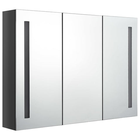 vidaXL LED Bathroom Mirror Cabinet 89x14x62 cm Shining Grey