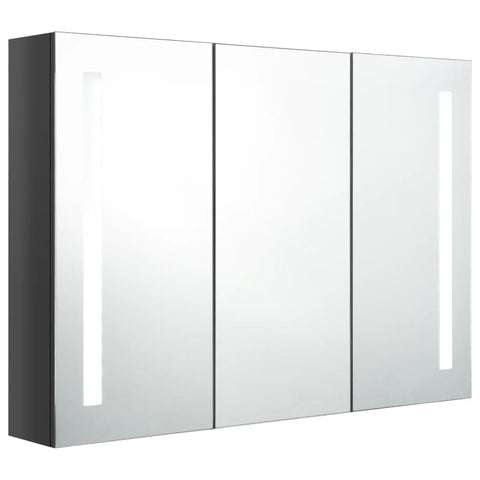 vidaXL LED Bathroom Mirror Cabinet 89x14x62 cm Shining Grey