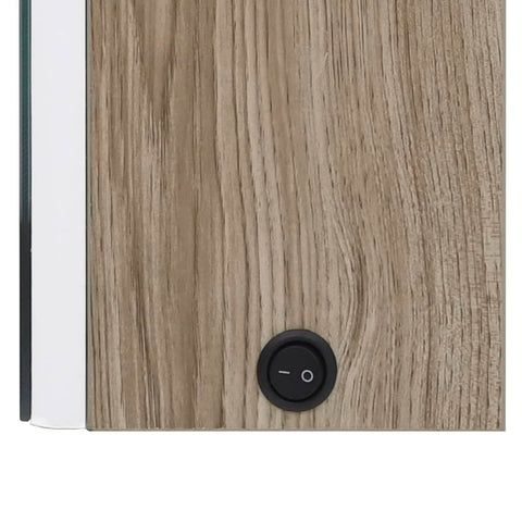 vidaXL LED Bathroom Mirror Cabinet 89x14x62 cm White and Oak