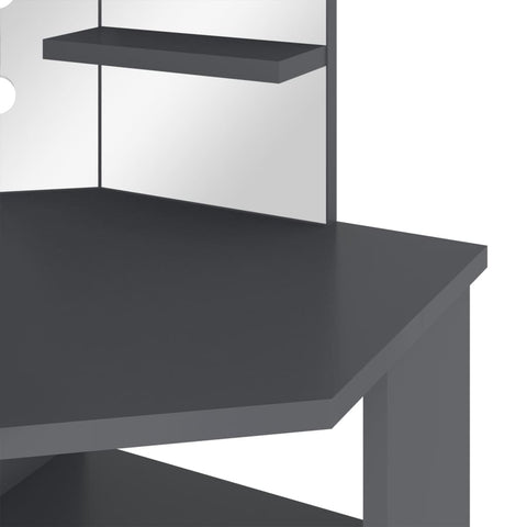vidaXL Corner Dressing Table with LED Grey 111x54x141.5 cm