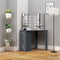 vidaXL Corner Dressing Table with LED Grey 111x54x141.5 cm