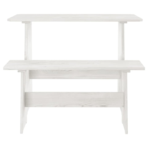 vidaXL Dining Table with Bench REINE White Solid Wood Pine