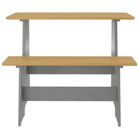 vidaXL Dining Table with Bench REINE Honey Brown&Grey Solid Wood Pine