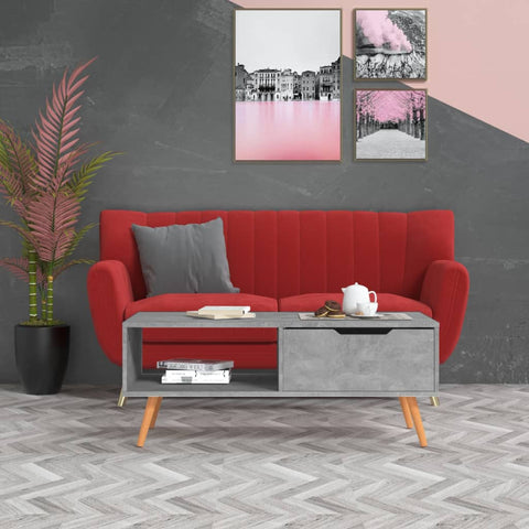 vidaXL Coffee Table Concrete Grey 100x49.5x43 cm Engineered Wood