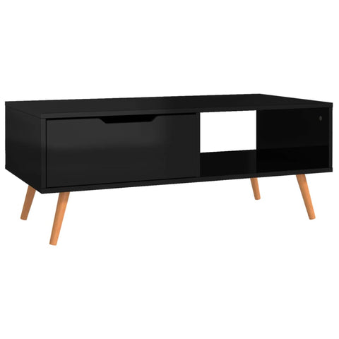 vidaXL Coffee Table High Gloss Black 100x49.5x43 cm Engineered Wood