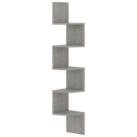 vidaXL Wall Corner Shelf Concrete Grey 19x19x123 cm Engineered Wood