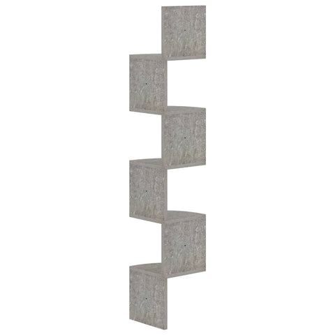 vidaXL Wall Corner Shelf Concrete Grey 19x19x123 cm Engineered Wood