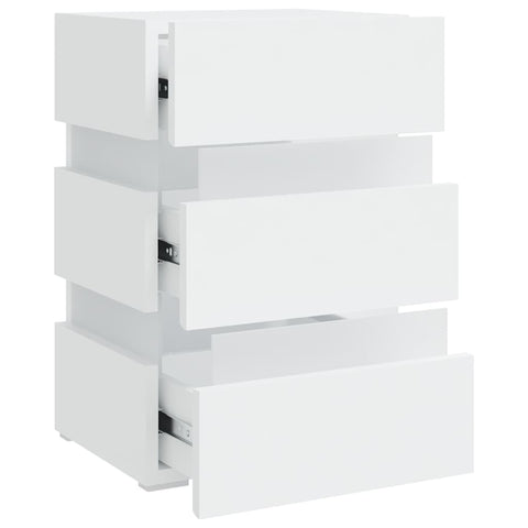 vidaXL LED Bedside Cabinet White 45x35x67 cm Engineered Wood