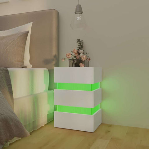 vidaXL LED Bedside Cabinet White 45x35x67 cm Engineered Wood