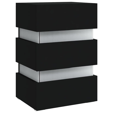 vidaXL LED Bedside Cabinet Black 45x35x67 cm Engineered Wood