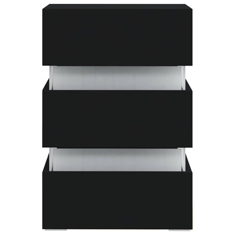 vidaXL LED Bedside Cabinet Black 45x35x67 cm Engineered Wood