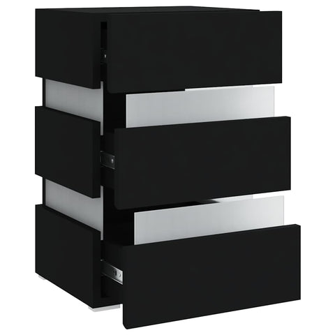 vidaXL LED Bedside Cabinet Black 45x35x67 cm Engineered Wood