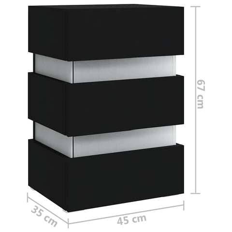 vidaXL LED Bedside Cabinet Black 45x35x67 cm Engineered Wood