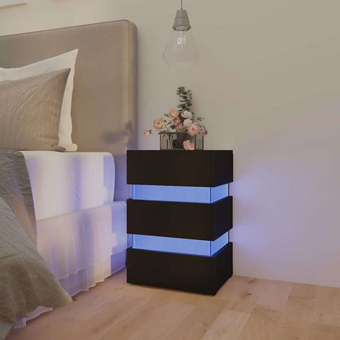 vidaXL LED Bedside Cabinet Black 45x35x67 cm Engineered Wood