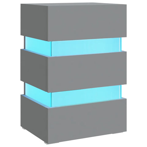 vidaXL LED Bedside Cabinet Grey 45x35x67 cm Engineered Wood