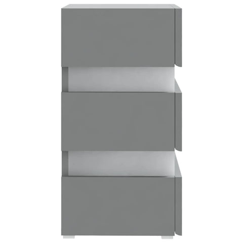vidaXL LED Bedside Cabinet Grey 45x35x67 cm Engineered Wood
