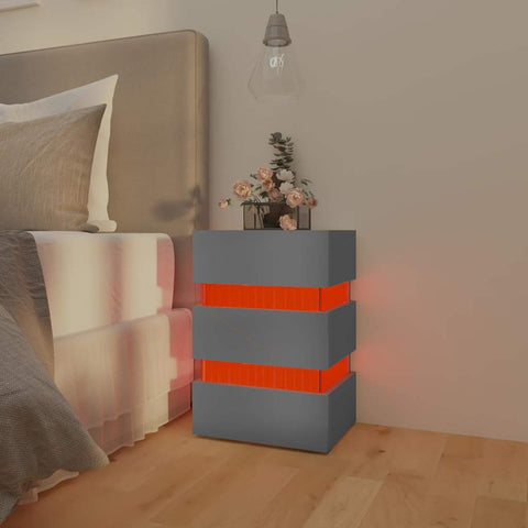 vidaXL LED Bedside Cabinet Grey 45x35x67 cm Engineered Wood
