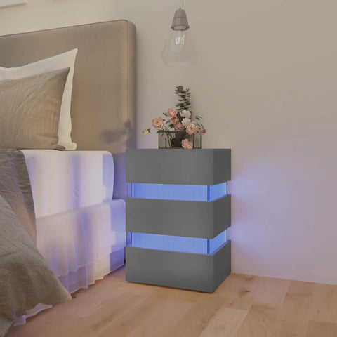 vidaXL LED Bedside Cabinet Grey 45x35x67 cm Engineered Wood
