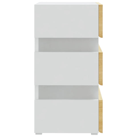 vidaXL LED Bedside Cabinet White and Sonoma Oak 45x35x67 cm Engineered Wood