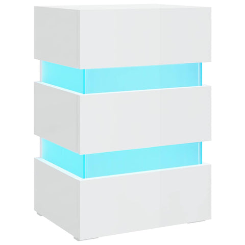 vidaXL LED Bedside Cabinet High Gloss White 45x35x67 cm Engineered Wood