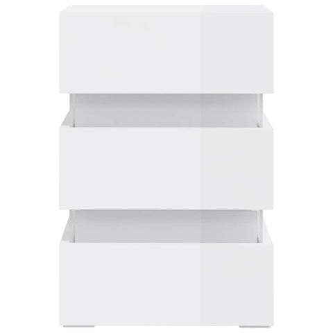 vidaXL LED Bedside Cabinet High Gloss White 45x35x67 cm Engineered Wood