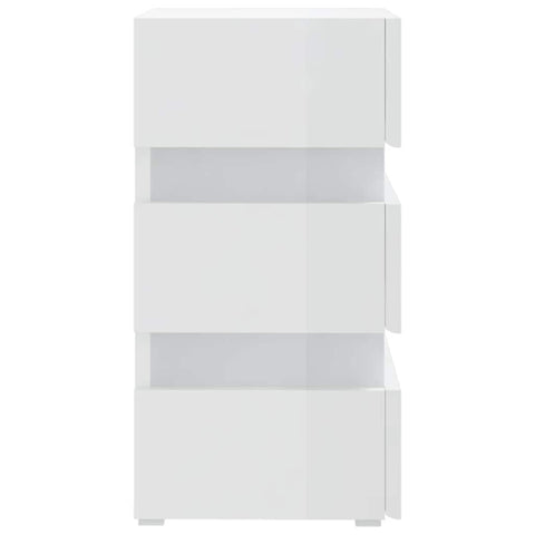 vidaXL LED Bedside Cabinet High Gloss White 45x35x67 cm Engineered Wood