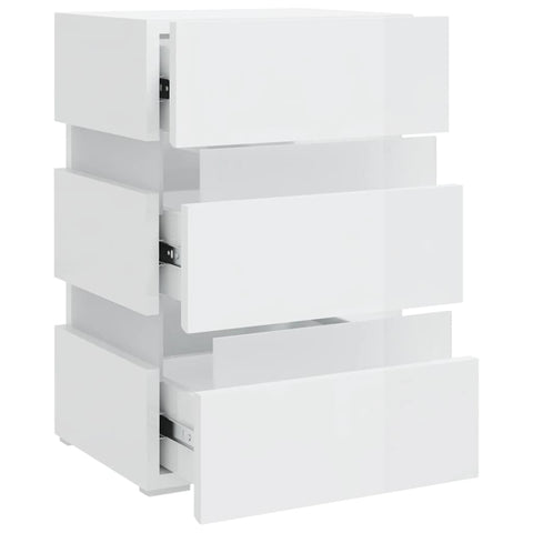 vidaXL LED Bedside Cabinet High Gloss White 45x35x67 cm Engineered Wood
