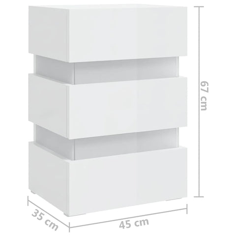 vidaXL LED Bedside Cabinet High Gloss White 45x35x67 cm Engineered Wood