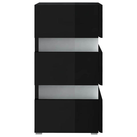 vidaXL LED Bedside Cabinet High Gloss Black 45x35x67 cm Engineered Wood