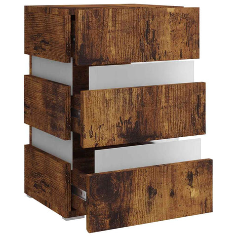 vidaXL LED Bedside Cabinet Smoked Oak 45x35x67 cm Engineered Wood