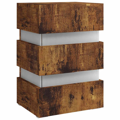 vidaXL LED Bedside Cabinet Smoked Oak 45x35x67 cm Engineered Wood