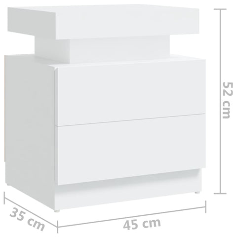 vidaXL Bedside Cabinet White 45x35x52 cm Engineered Wood
