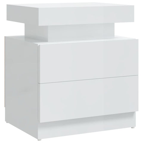 vidaXL Bedside Cabinet High Gloss White 45x35x52 cm Engineered Wood