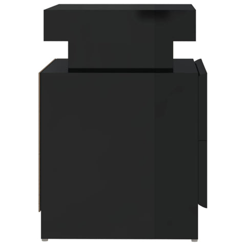 vidaXL Bedside Cabinet High Gloss Black 45x35x52 cm Engineered Wood