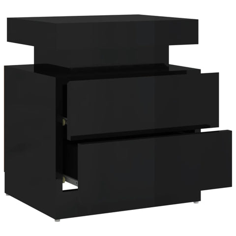 vidaXL Bedside Cabinet High Gloss Black 45x35x52 cm Engineered Wood