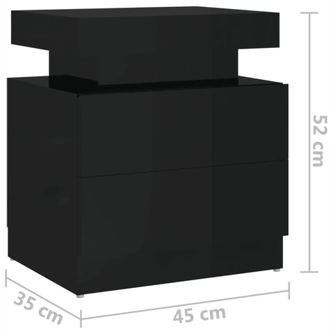 vidaXL Bedside Cabinet High Gloss Black 45x35x52 cm Engineered Wood