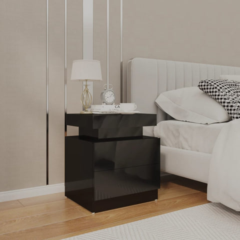 vidaXL Bedside Cabinet High Gloss Black 45x35x52 cm Engineered Wood