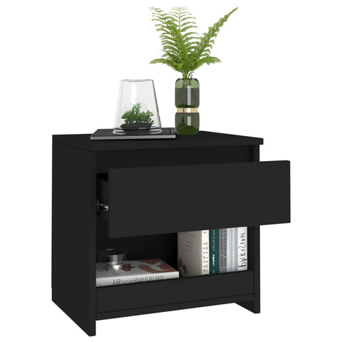 vidaXL Bedside Cabinet Black 40x30x39 cm Engineered Wood