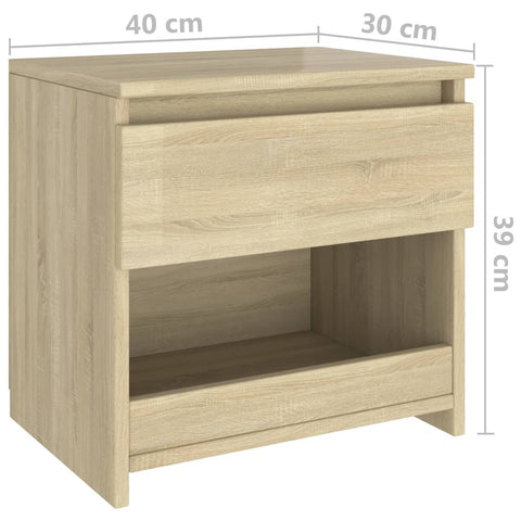 vidaXL Bedside Cabinet Sonoma Oak 40x30x39 cm Engineered Wood