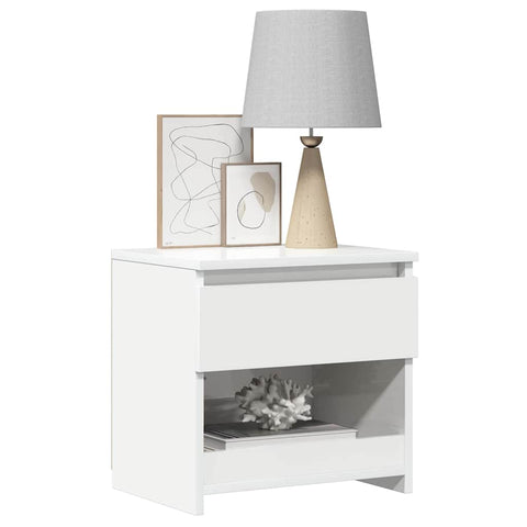 vidaXL Bedside Cabinets 2 pcs High Gloss White 40x30x39 cm Engineered Wood