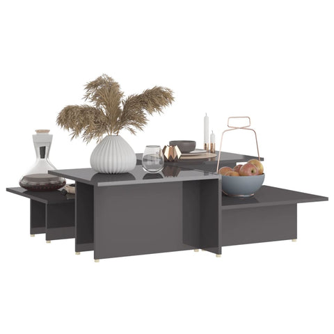 vidaXL Coffee Tables 2 pcs High Gloss Grey 111.5x50x33 cm Engineered Wood