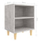 vidaXL Bed Cabinet with Solid Wood Legs Concrete Grey 40x30x50 cm