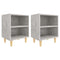 vidaXL Bed Cabinets with Solid Wood Leg 2 pcs Concrete Grey 40x30x50cm