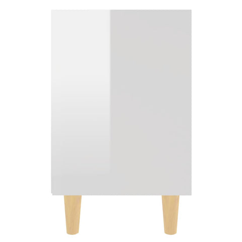 vidaXL Bed Cabinets Solid Wood Legs 2 pcs High Gloss White 40x30x50 cm